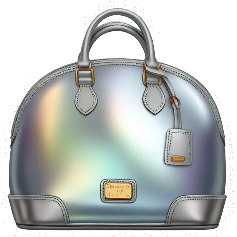 Realistic silver iridescent dome shaped Dooney and Bourke satchel purse isolated.  emoji