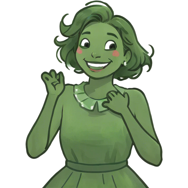girl with her hands around her neck slightly laughing  emoji