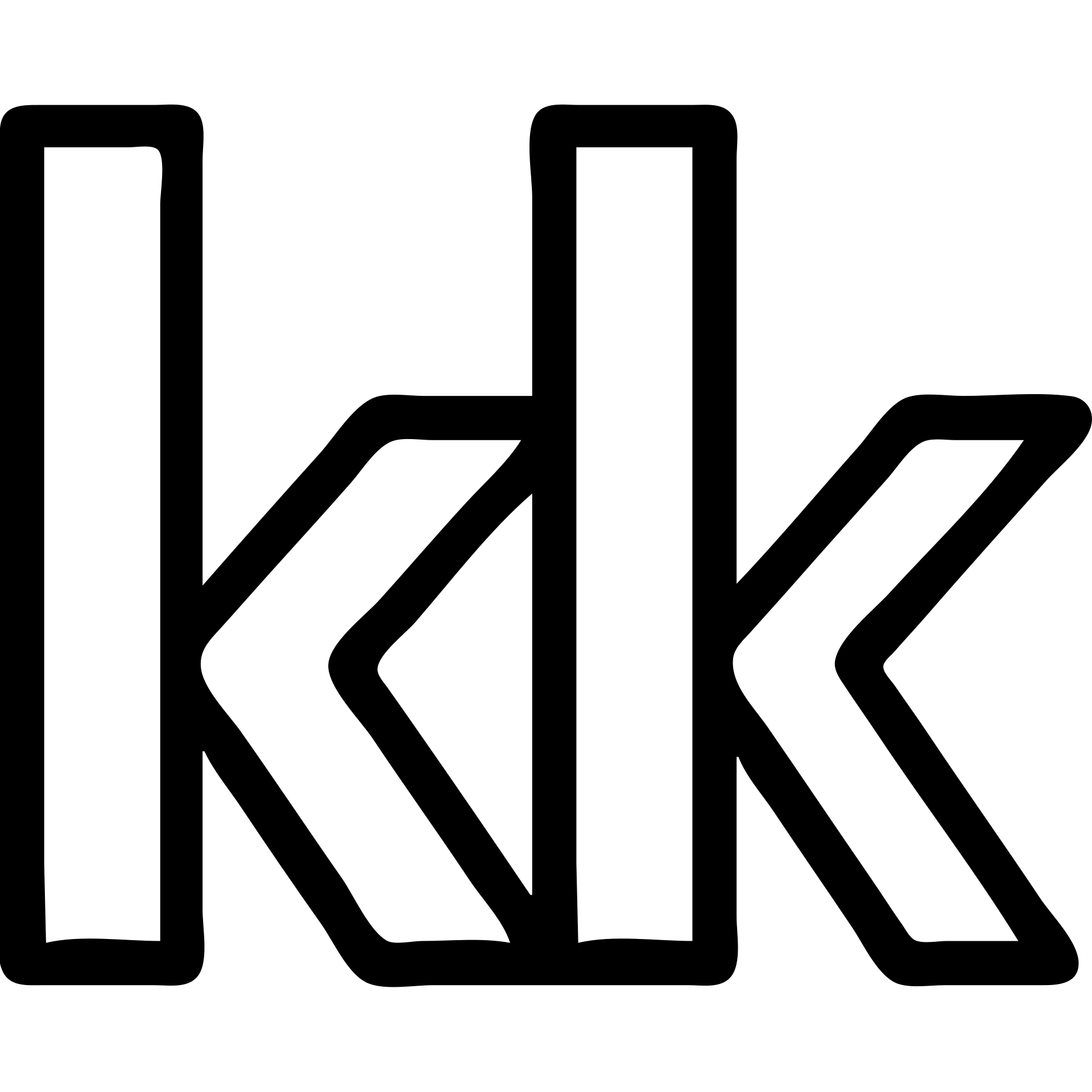 A black and white logo featuring the letters 'kk' with a modern design. emoji