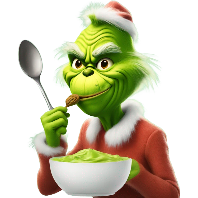 the grinch licking a spoon emoji
