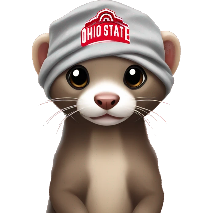 Ferret wearing an Ohio state bandana around its neck emoji
