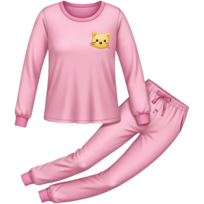  pink ozy two-piece pajama set with a soft fabric texture, long-sleeve top and pants, cute and comfy design, folded or on a hanger, pastel tones, realistic style, isolated on transp emoji