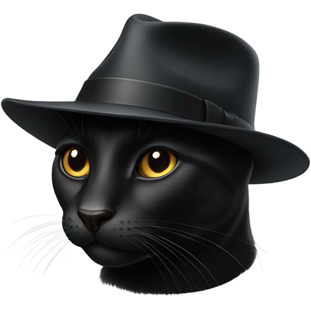 Black cat with Fedora ￼ emoji