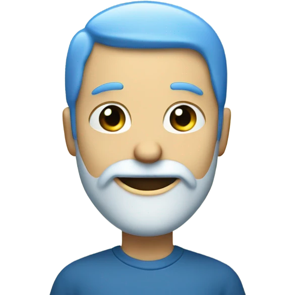 smiling white man with beard a blue heart emoji