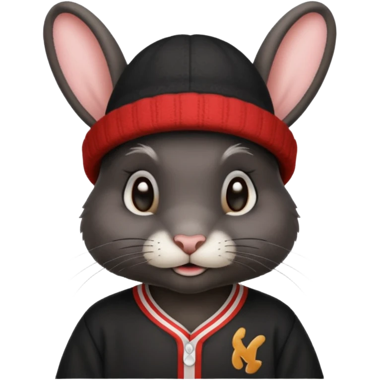 black rabbit with jersey and hat emoji