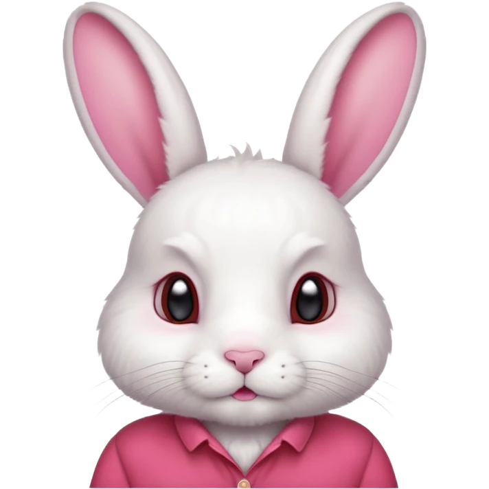 white bunny, pet lover, red shirt. emoji