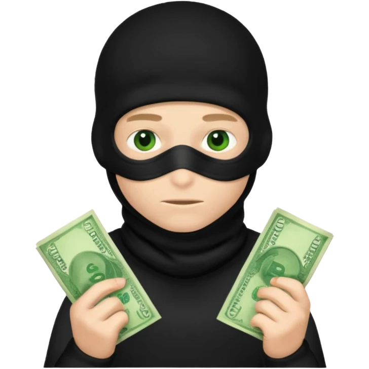 A boy in a balaclava with money emoji