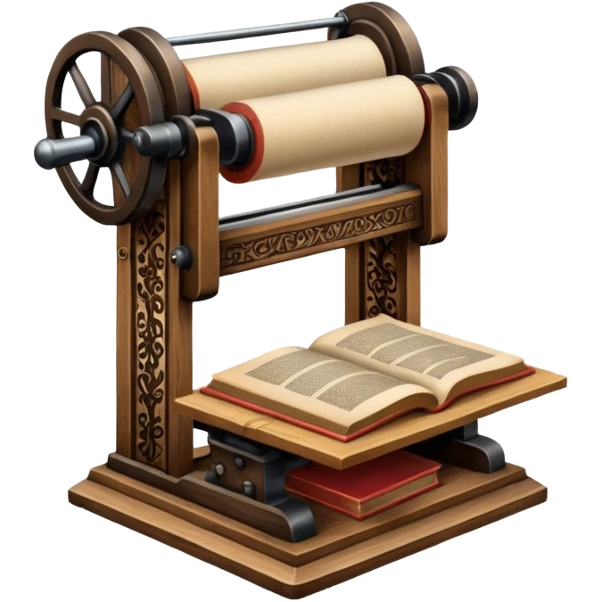 Gutenberg printing press, movable type books emoji