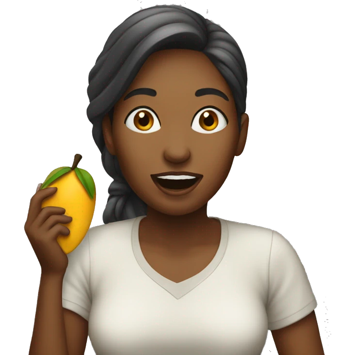 Woman eating mango emoji