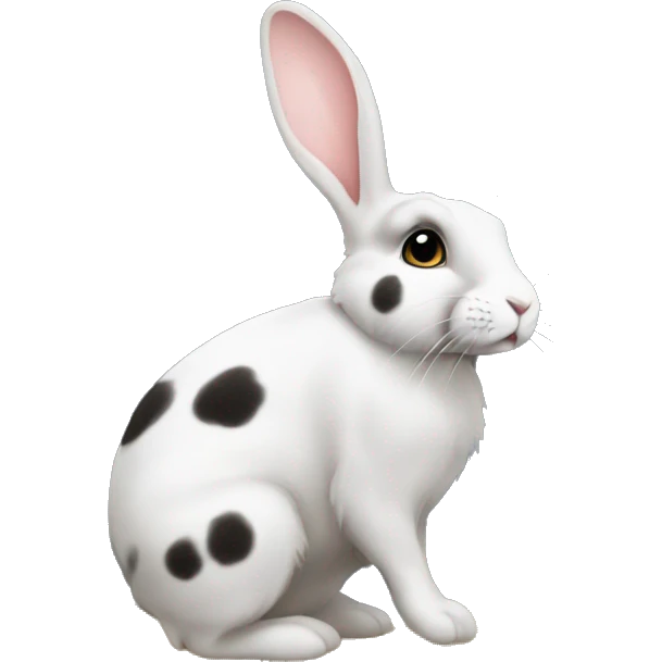 Lop eared spotty Rabbit sat on the moon emoji