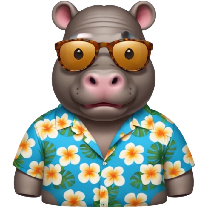 hippo with aloha shirt wearing sunglasses emoji