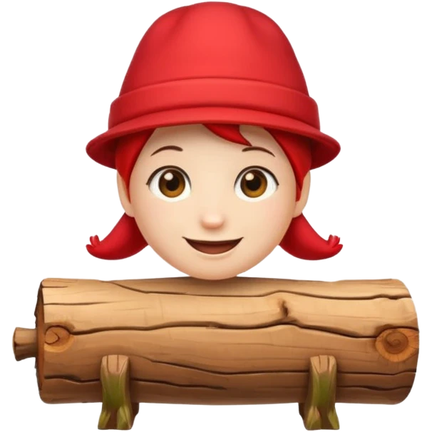 create a small, clean and expressive emoji in the style of Discord emojis, featuring the Catalan ‘Cagatió’ (Tió de Nadal). The emoji should show a cute wooden log with a friendly smiling face, wearing the traditional red ‘barretina’ hat, with small simple legs emoji