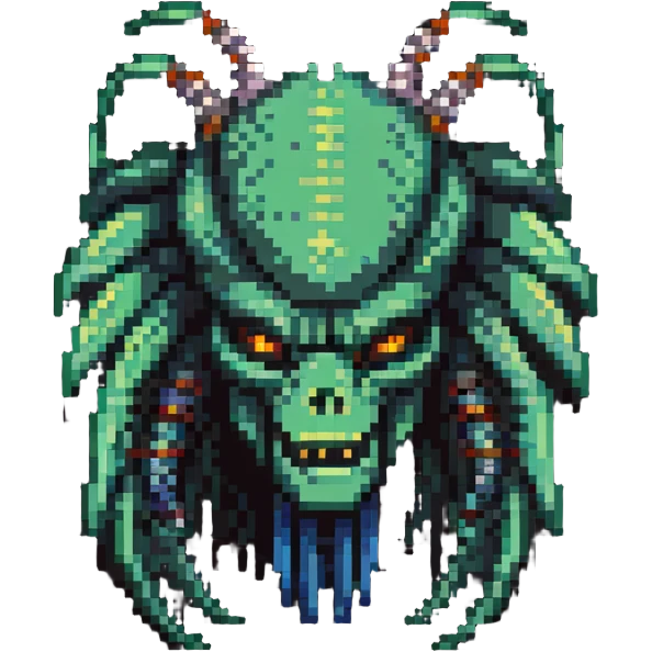 Predator alien with mandibles and dreadlocks emoji