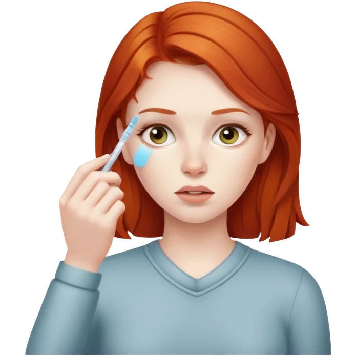 Redhead woman sick taking her temperature  emoji