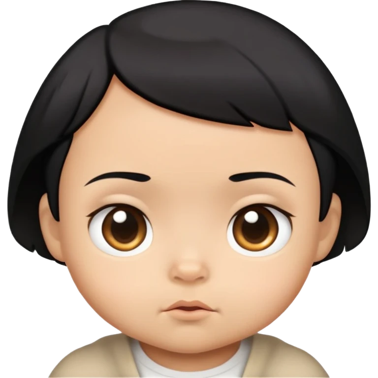 Judgmental baby with short black hair and tan skin emoji