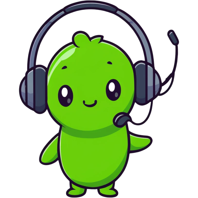 cute green pea wearing headphones emoji