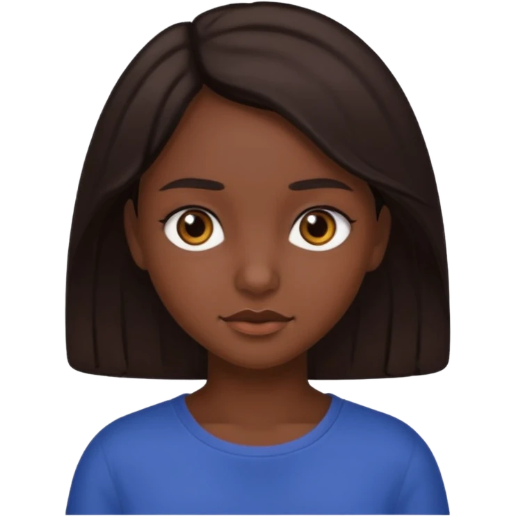 Girl with dark brown hair,dark brown eyes,dark skin emoji