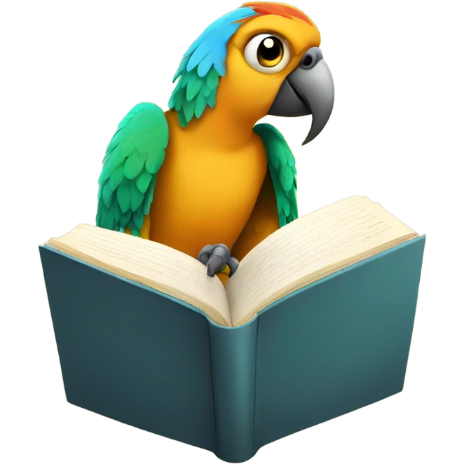 parrot reading a book emoji