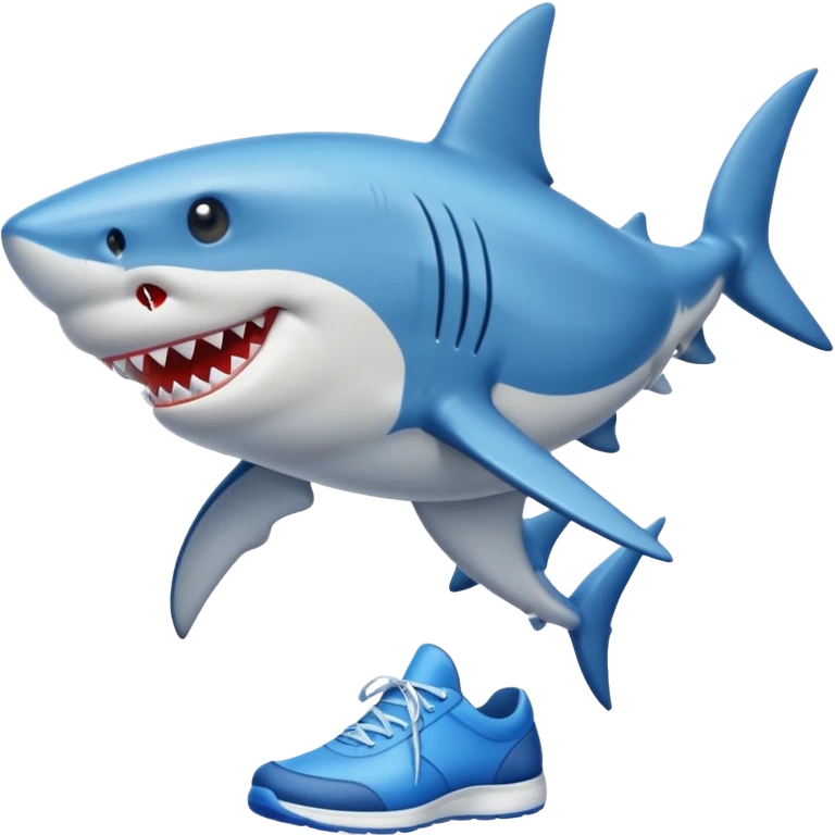 Shark with legs wearing blue shoes emoji