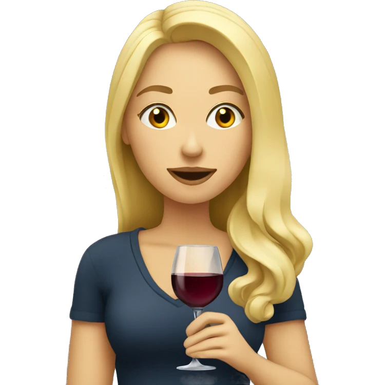 Blonde female drinking wine emoji