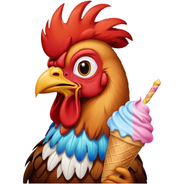 Rooster eating ice cream emoji