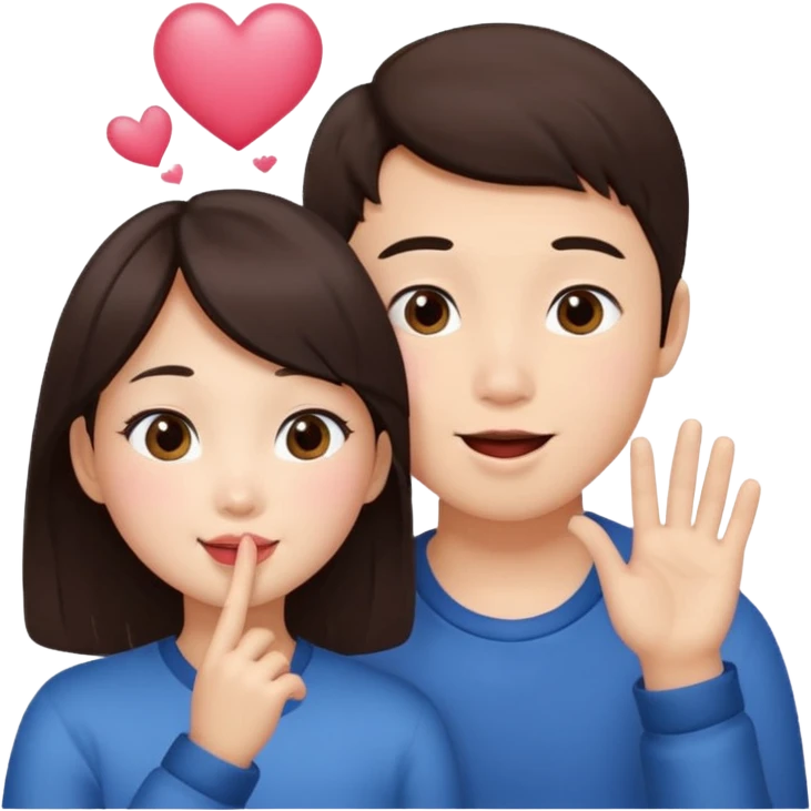 Asian girl blowing kiss to brunette boy  emoji