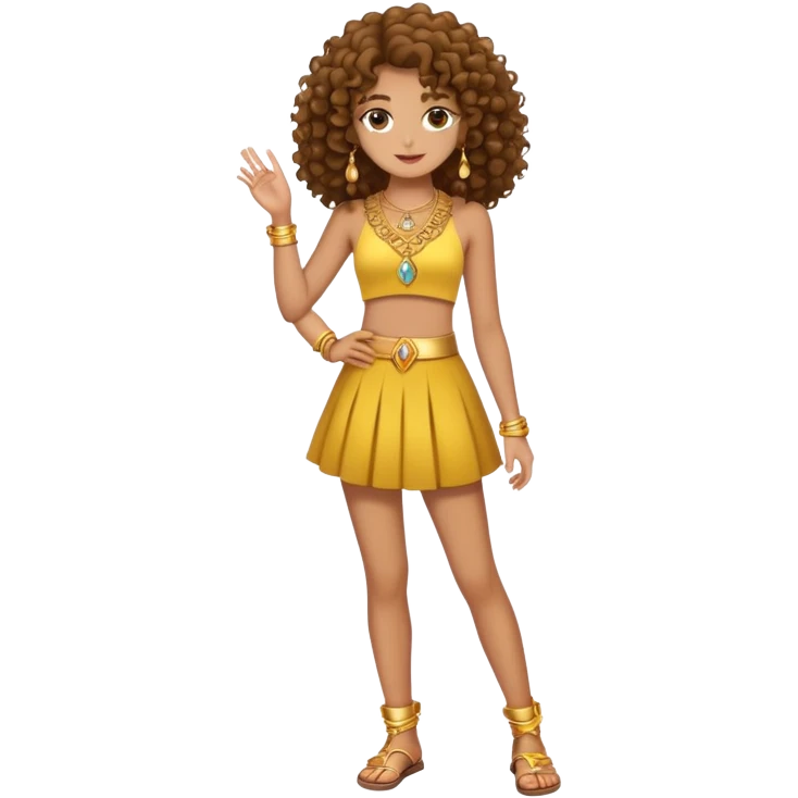 Full body teenage girl with curly brown hair, choni style with gold jewelry emoji