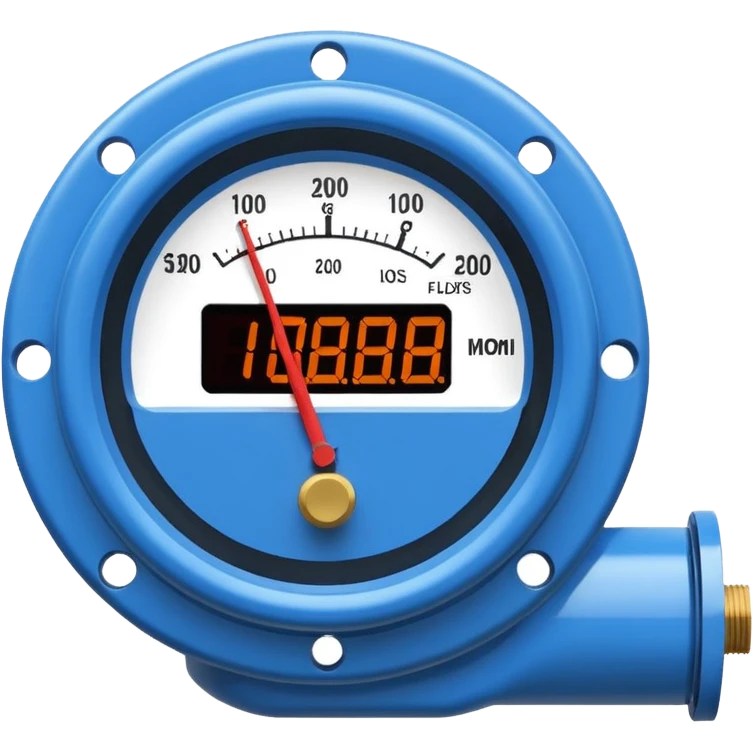 Mini caudalímetro color azul con brida y el medior tipo digital emoji