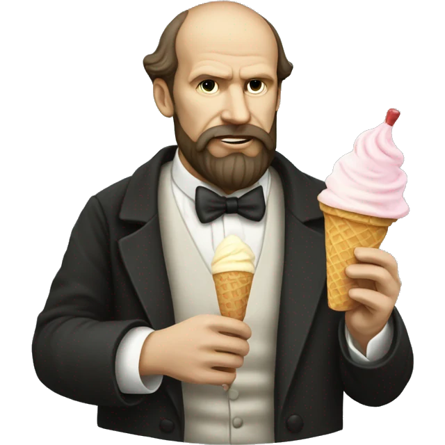 Dostoevsky holding an ice cream  emoji