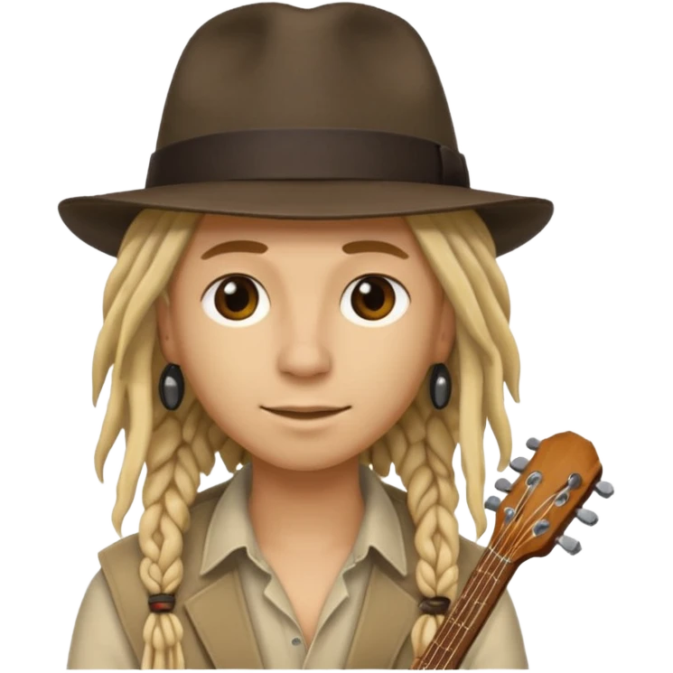 blonde Musician with dreadlocks and fedora emoji