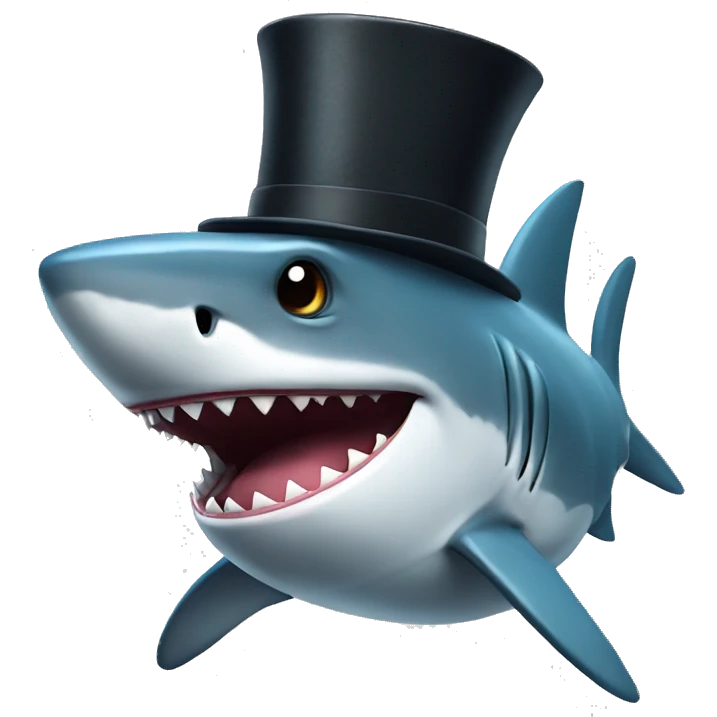 Shark with a top hat emoji
