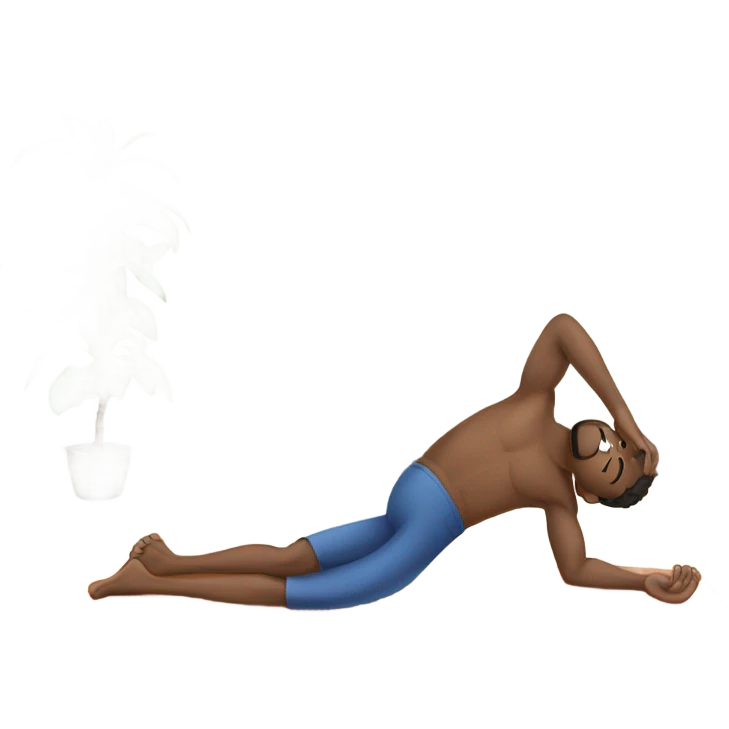 man lying on yoga mat doing stretching emoji