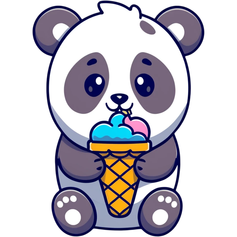 Panda eating ice cream emoji