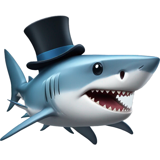 Shark with a top hat emoji