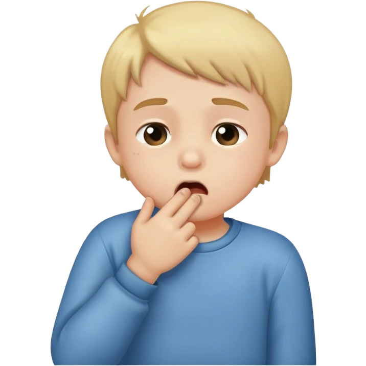 child coughing into their elbow, friendly and clear emoji