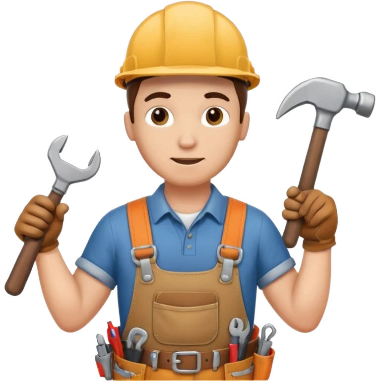 a handyman holding a wrench in this right hand and a hammer in his left hand emoji