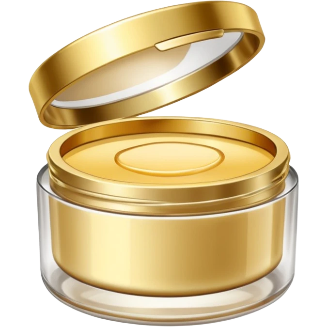Produtos de beleza delicado com tampa dos potes dourados e fundo transparente pra usar como figurinha emoji