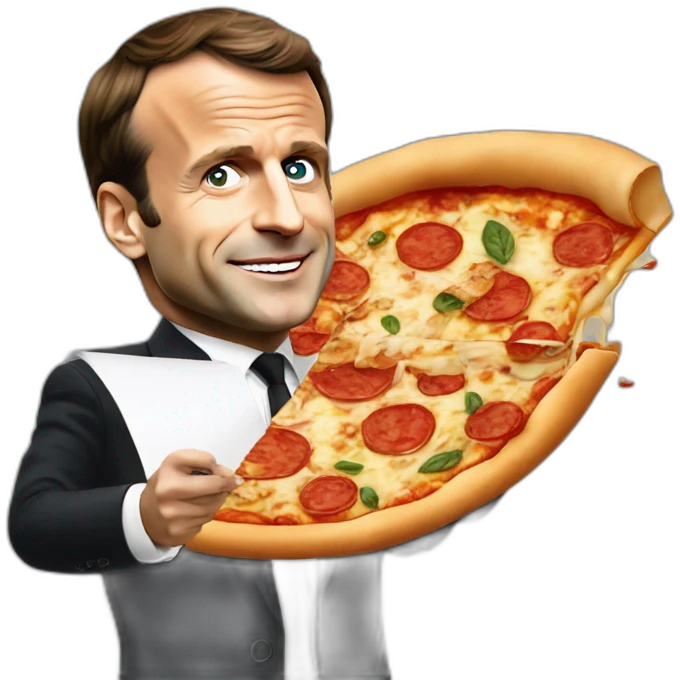 Emmanuel Macron qui mange une pizza emoji