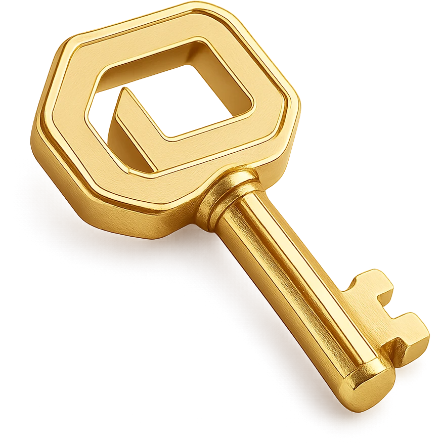 logo in the shape of a gold key, modern logo style emoji