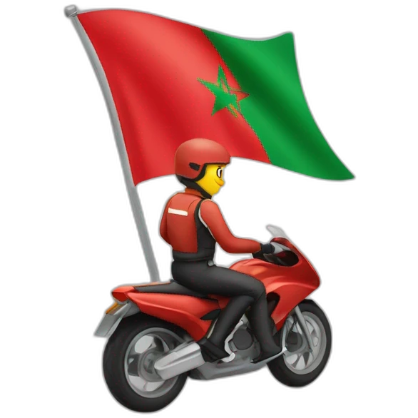 quelqu'un sur une moto avec le drapeau du Maroc derrière emoji