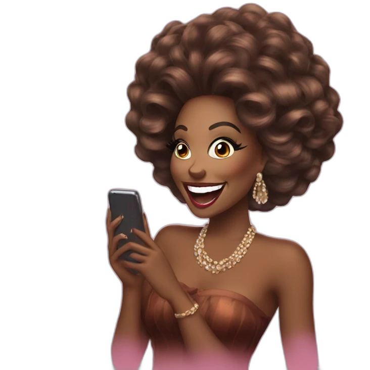 nina bonina brown a drag queen holding phone laughing emoji