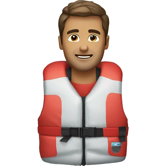 man wearing Red kayaking lifejacket emoji