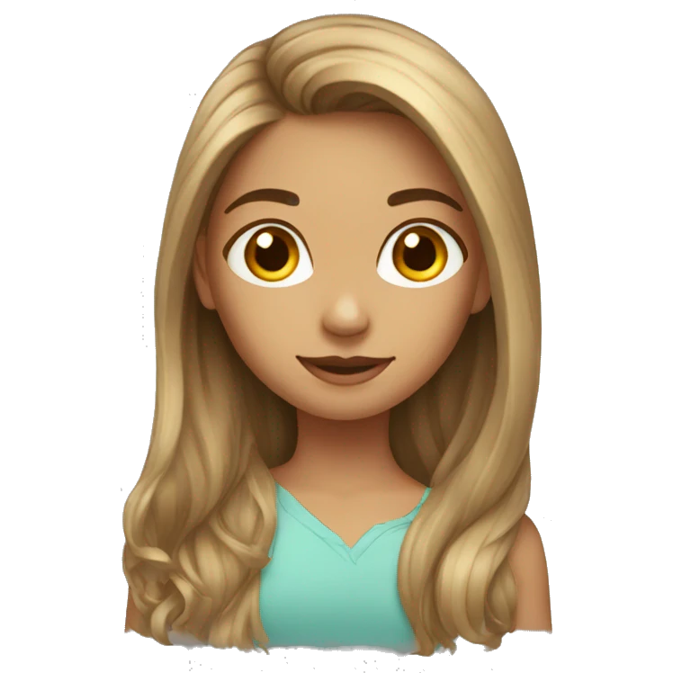 1girl,long browm hair, emoji