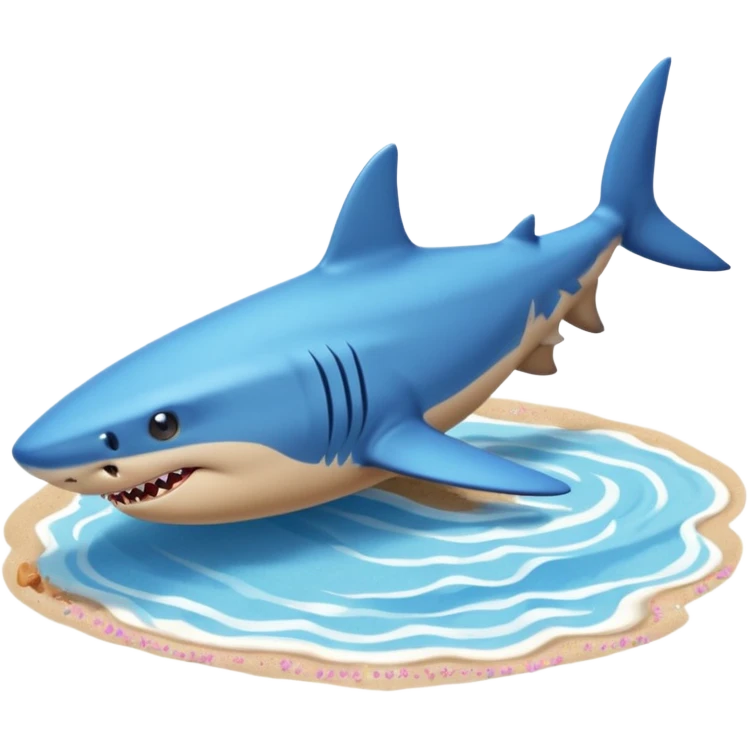 A shark with blue shoes on land near water not in it emoji