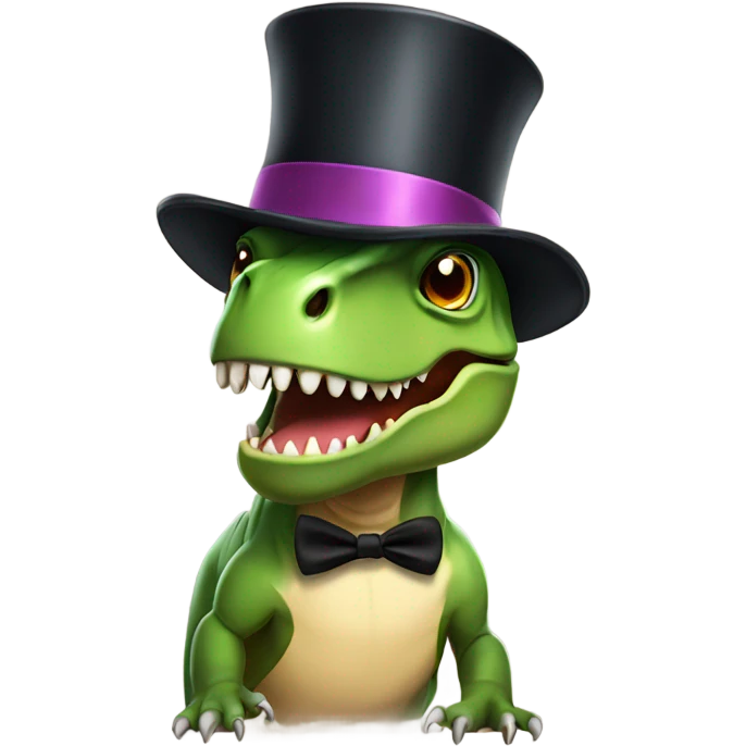 Trex with top hat emoji