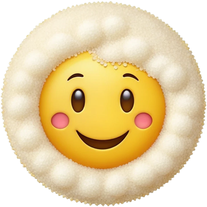 Happy emoji with big batch of salt in front of it emoji