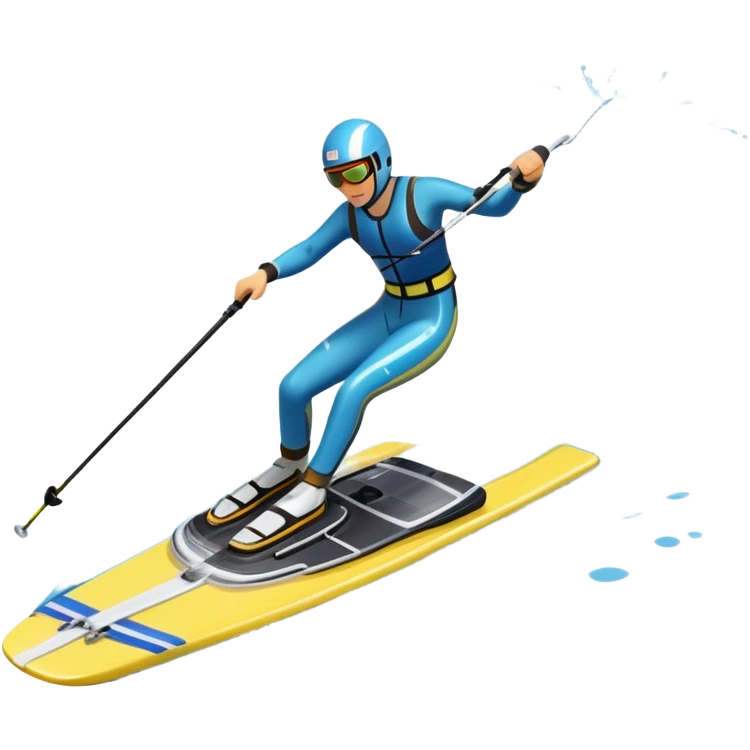 An icon featuring a close-up collage of water skis, splashing water across the surface. The design highlights the motion of the skis cutting through the water. Transparent background emphasizes the thrill of water skiing. emoji