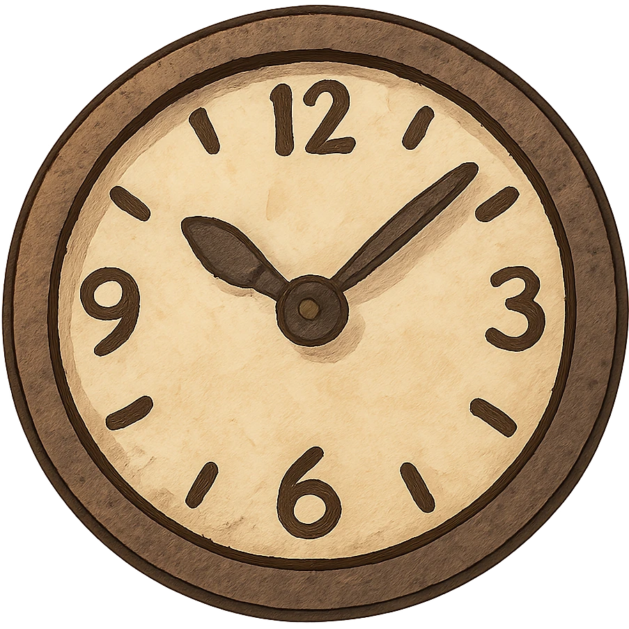 bold icon of a clock in ghibli style emoji