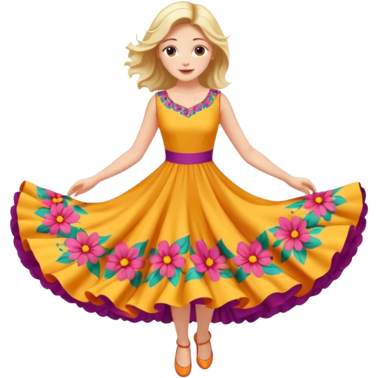 Woman Twirl summer circle dress emoji