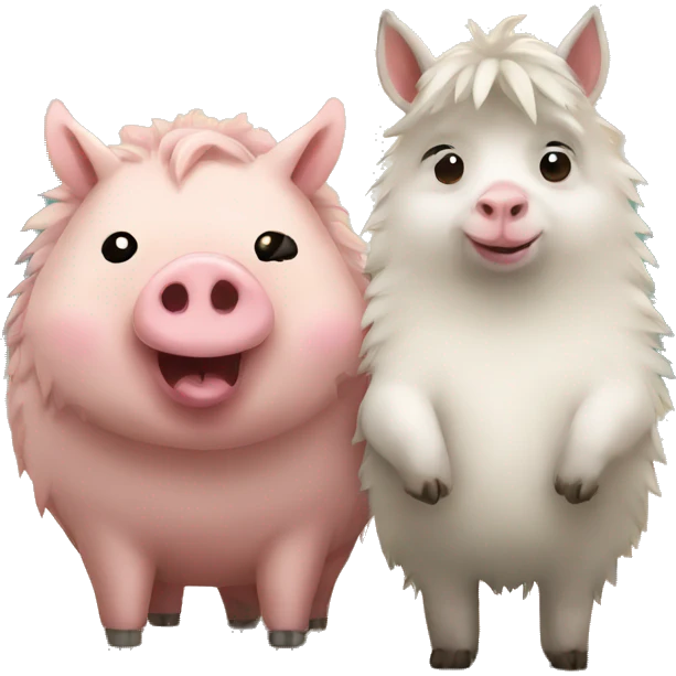 fat pig llama and hedgehog emoji